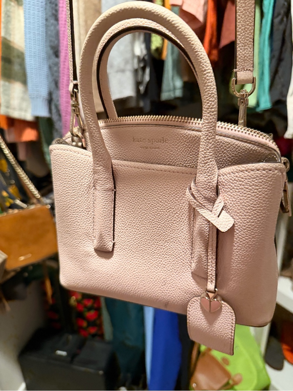 kate spade Blush Pink Pebbled Leather Crossbody Satchel